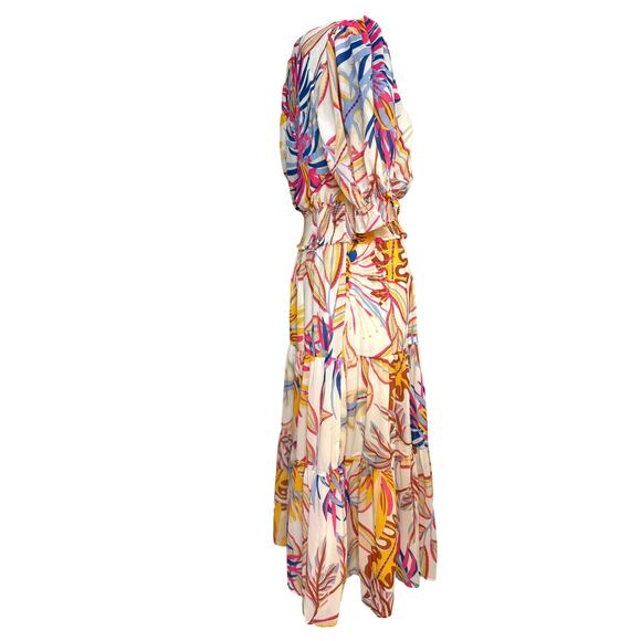 BOHO  Floral Flying Tomato Dress Fall  Ruffles womens size small Puff Sleeve - Picture 4 of 11